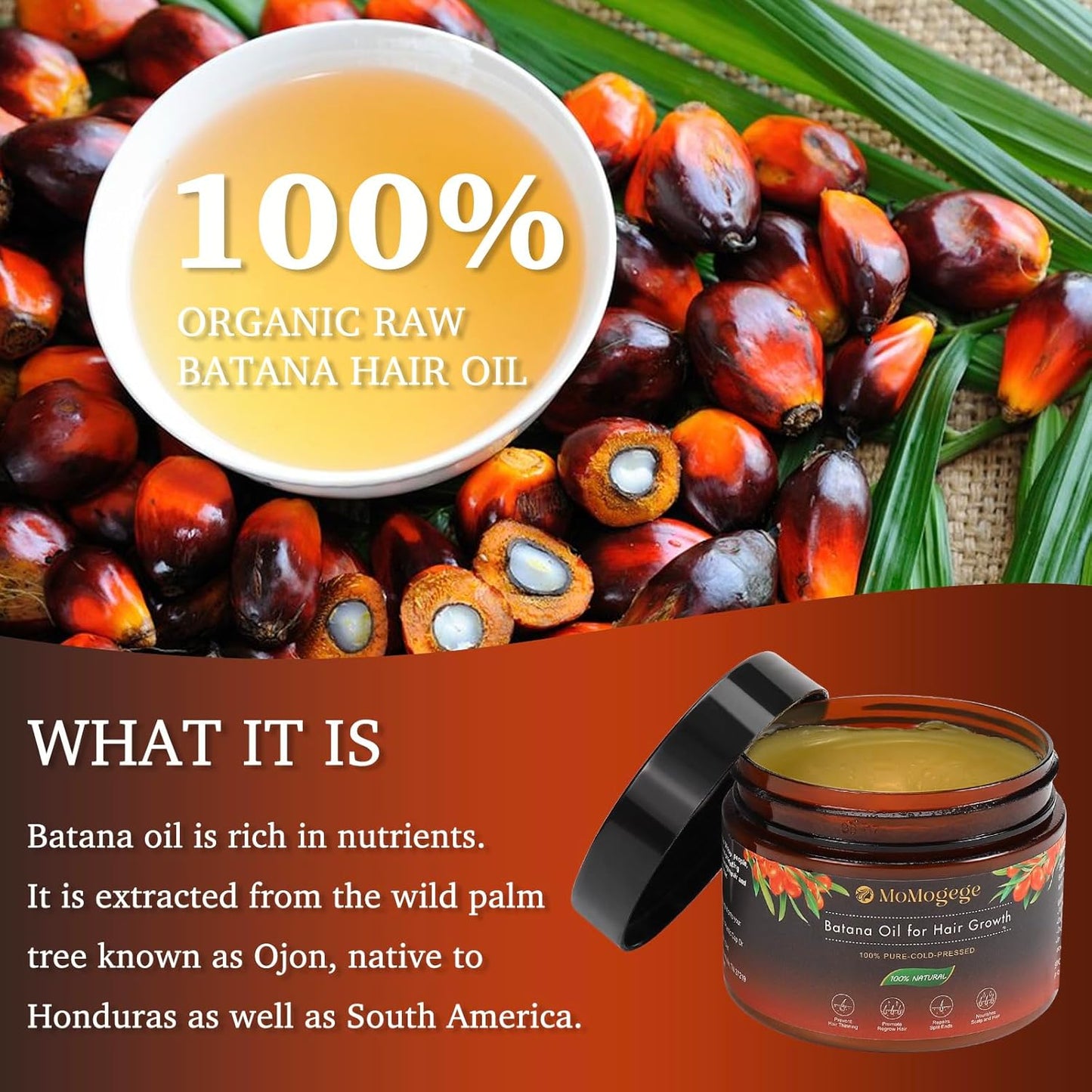 Organic Batana Oil For Hair Growth: Dr Sebi Pure Batana Oil for Women & Men - 100% Raw Honduras Hair Growth Product for preventing hair loss. 4.2 OZ